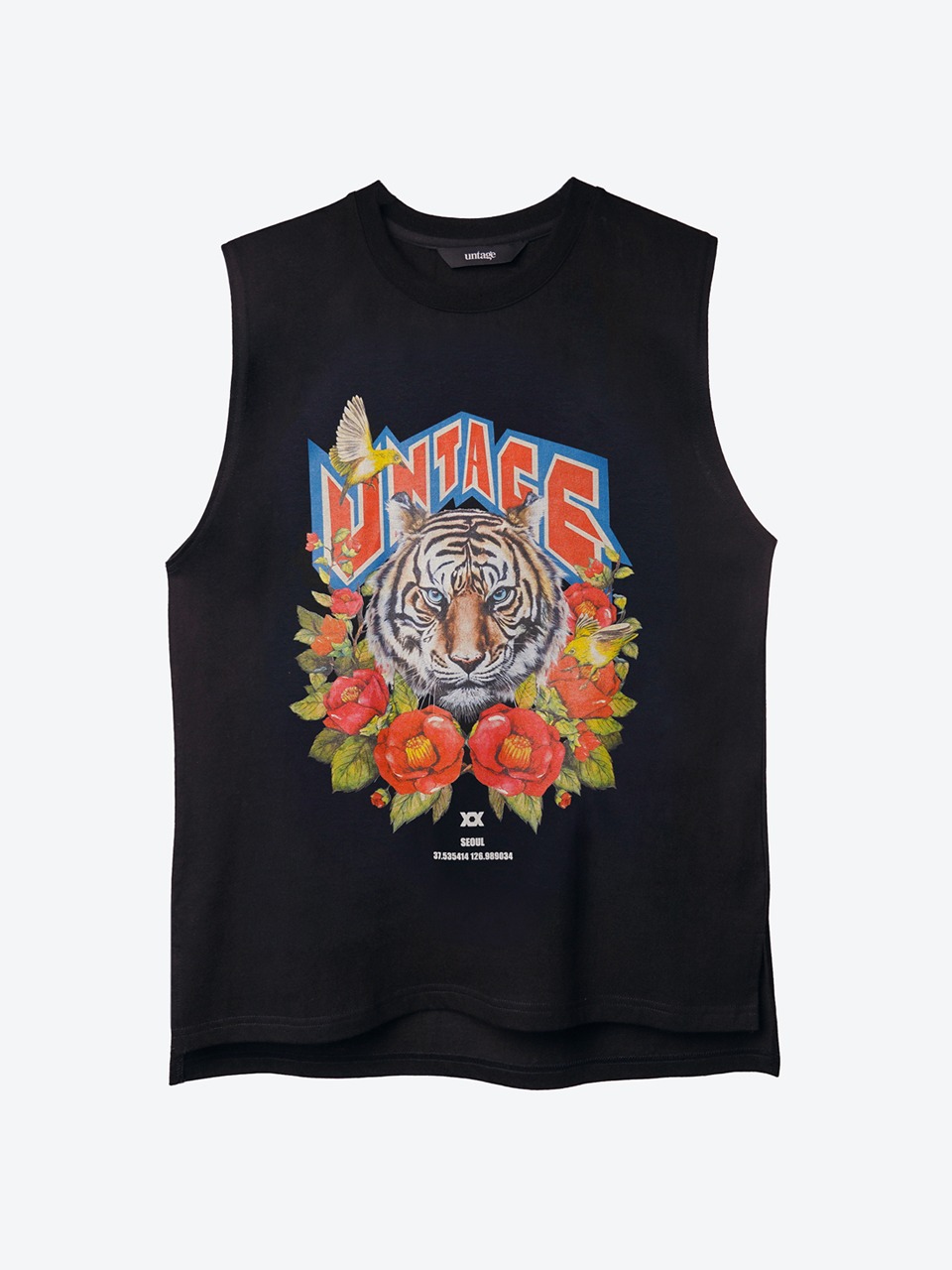 Tiger-Printed Oversized Sleeveless T-shirt